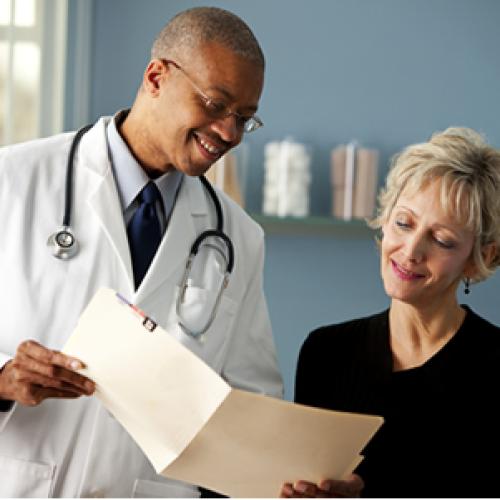 doctor sharing a file with a patient