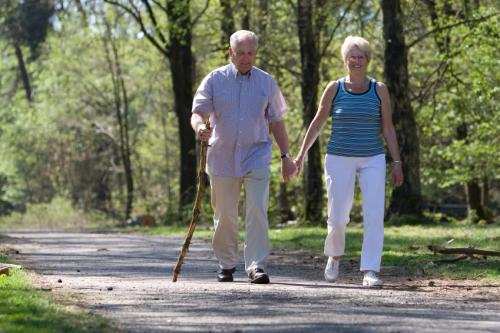 senior couple easy walking