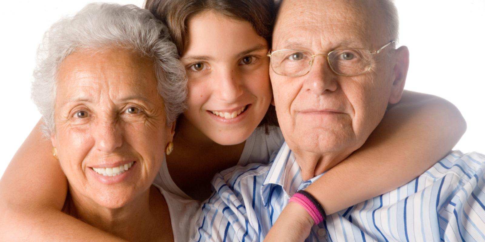 white senior couple with granddaughter