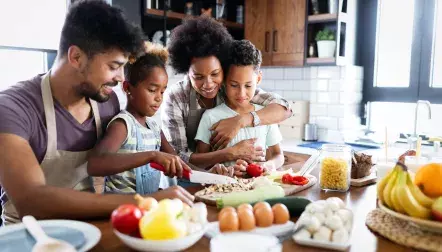Family eating dinner