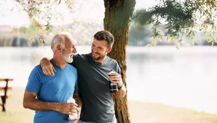Father and son going for a walk