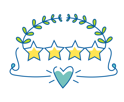 4 stars with heart and leaf crown