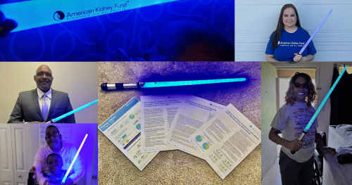 AKF Ambassadors with light sabers for 2022 Virtual Kidney Action Summit