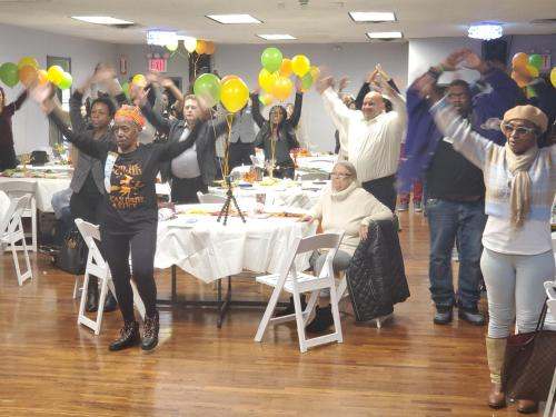 Attendees at Living Your Best Life on Dialysis participating in a group activity