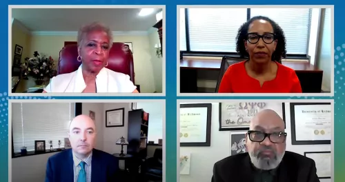 Screenshot of the Congressional briefing's four panelists on Zoom