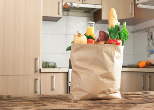 bag groceries kitchen