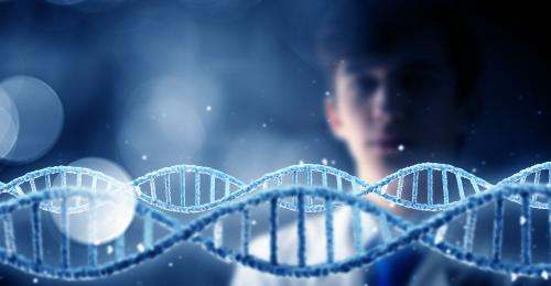 blue dna illustration with photo