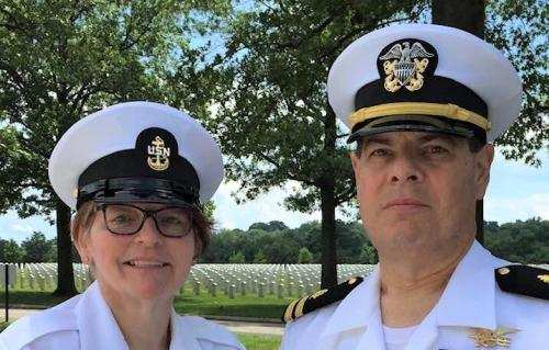 Candie Gagne and her husband Thom Gagne in Navy uniforms