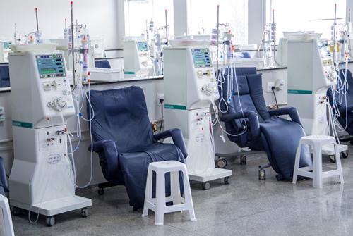 dialysis center with machine and chairs
