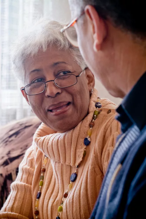 senior black woman talking