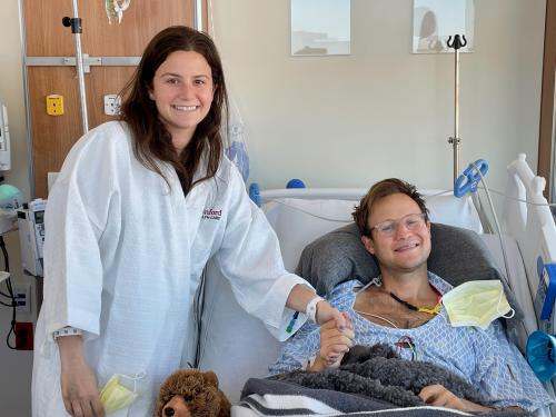 Lydia Landesberg's son and daughter after their kidney transplant surgery