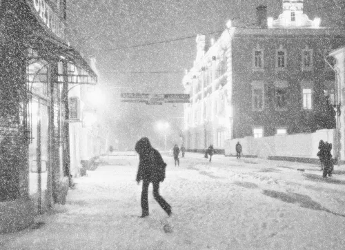 Winter storm stock photo