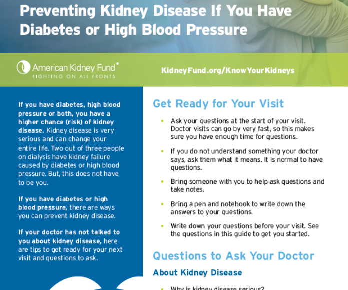 Thumbnail of a discussion guide about preventing kidney disease