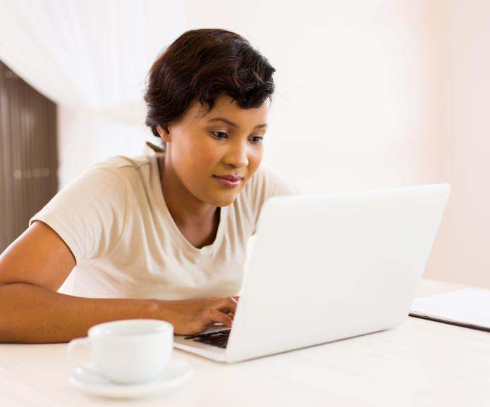 black woman at computer