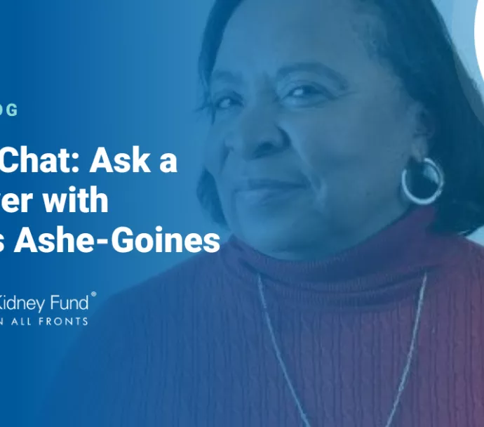 picture of featured caregiver Frances, blue overlay with text