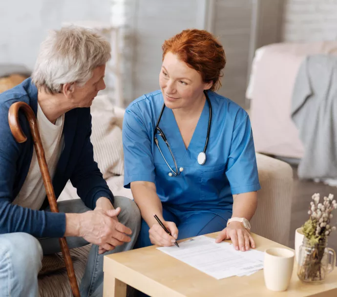 home nurse with white patient