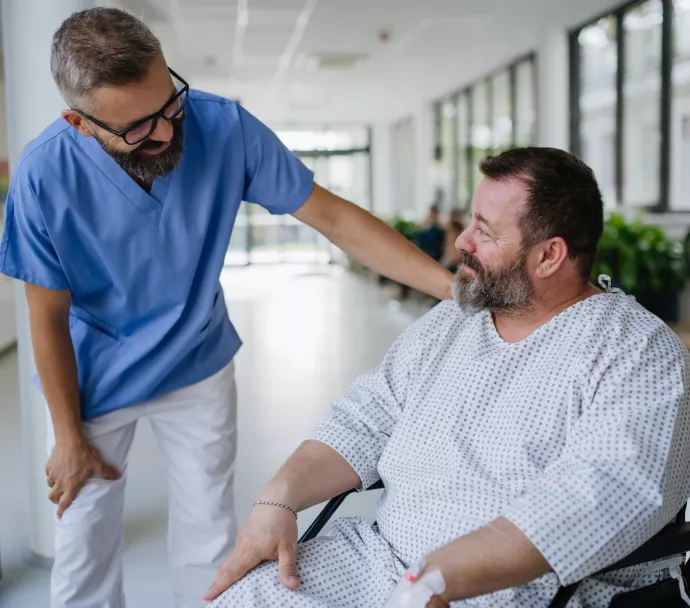 kidney patient and nurse post transplant surgery