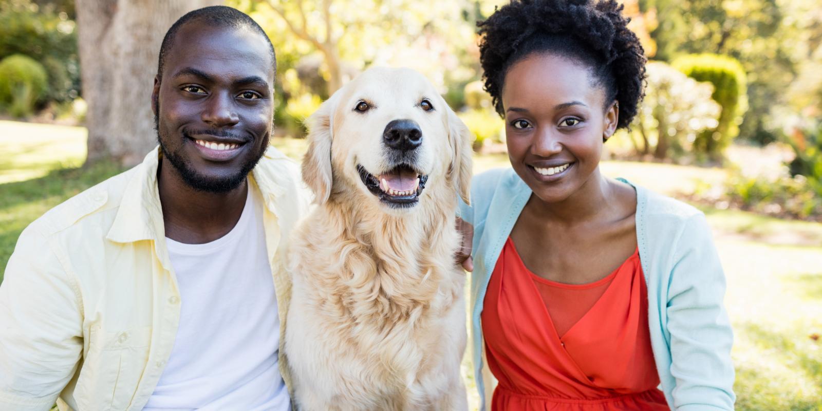 young black couple with dog