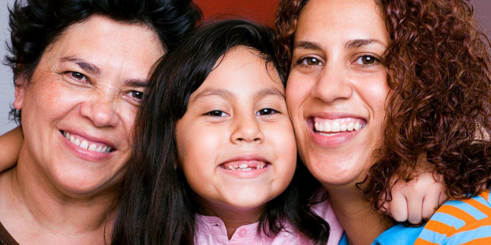 hispanic family closeup
