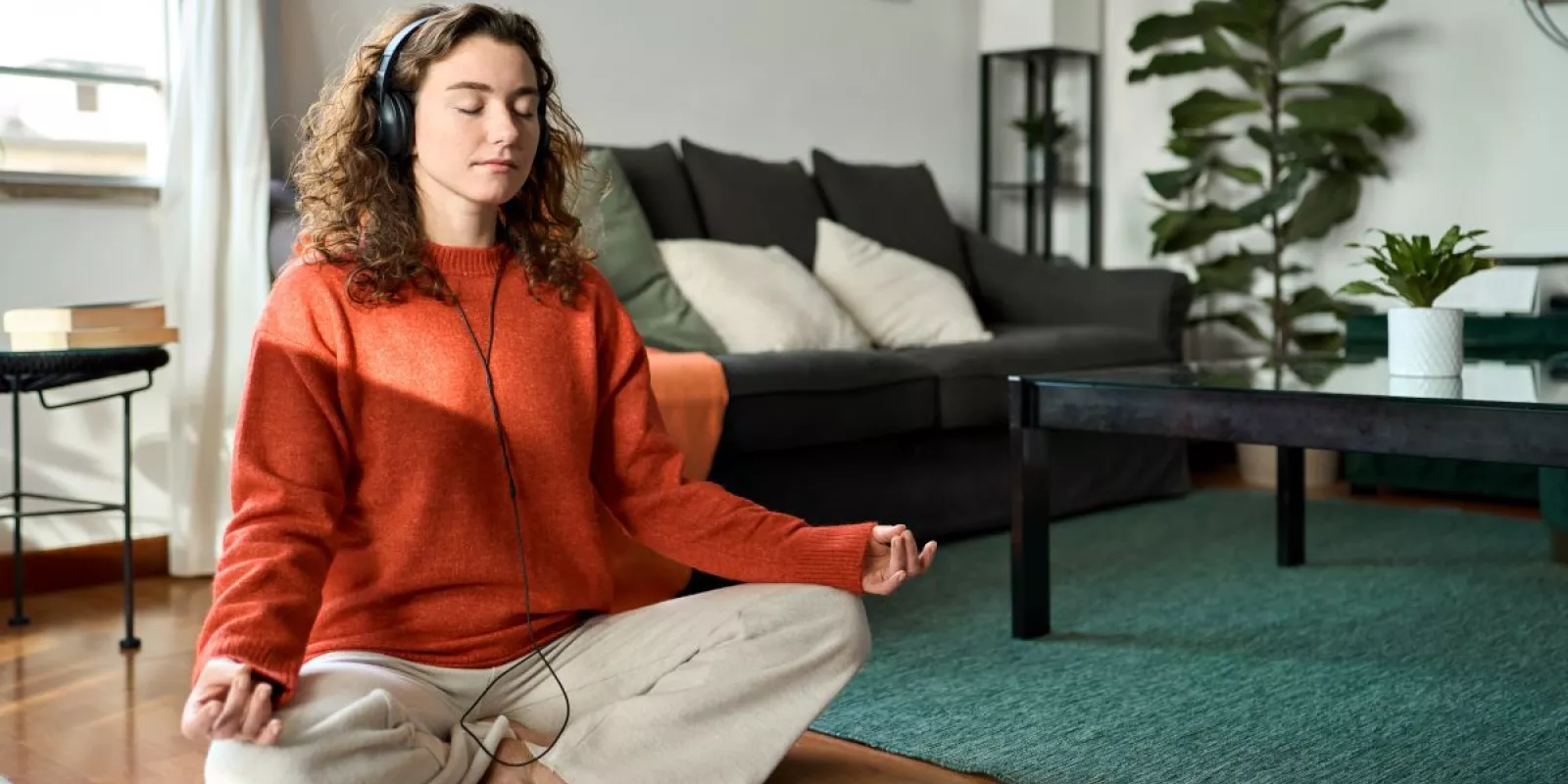 A young woman doing yoga