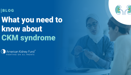 Doctor and patient with blue text overlay "What you need to know about CKM syndrome"