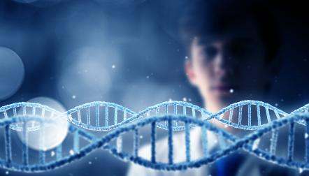 blue dna illustration with photo