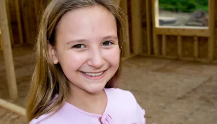 white girl at construction site