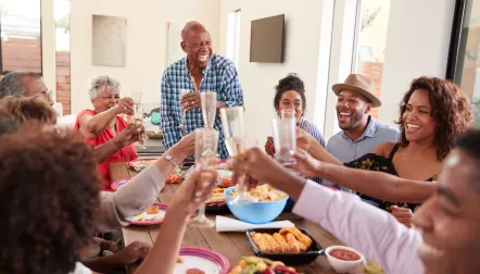family birthday party celebrating grandpa