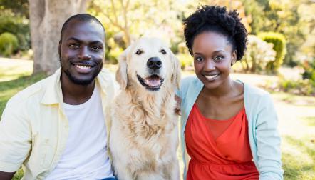 young black couple with dog