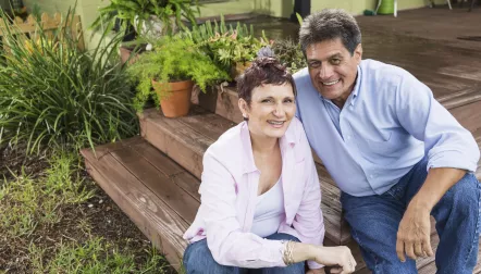 middle eastern senior couple in garden